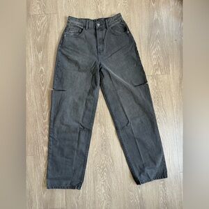 PrettyLittleThing Washed Black Thigh Split Baggy Boyfriend Jeans